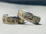 More Involved Detail Vintage Native American Navajo Sterling Silver Gold Earrings-Nativo Arts