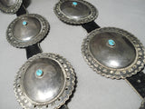Scarce Vintage Native American Navajo 2nd Phase Turquoise Coin Silver Concho Belt Old-Nativo Arts