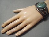 Important Vintage Native American Navajo Lone Mountain Turquoise Sterling Silver Bracelet Old-Nativo Arts