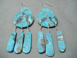 Striking Santo Domingo Turquoise Sterling Silver Earrings Native American-Nativo Arts