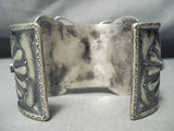 Detailed Huge Native American Navajo Butterfly Turquoise Sterling Silver Bracelet-Nativo Arts