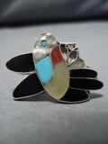 Wonderful Vintage Zuni Native American Sterling Silver Hummingbrd Turquoise Ring-Nativo Arts