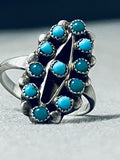 Wonderful Vintage Native American Zuni Blue Gem Turquoise Sterling Silver Ring-Nativo Arts