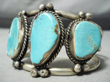 Incredible Vintage Native American Navajo Blue Gem Turquoise Sterling Silver Bracelet-Nativo Arts