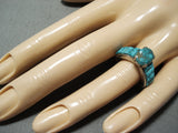 Incredible Vintage Native American Navajo Kingman Turquoise Sterling Silver Ring-Nativo Arts