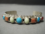 Marvelous Vintage Native American Navajo Tearded Turquoise Sterling Silver Bracelet Cuff-Nativo Arts