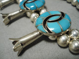 Intricate Vintage Native American Navajo Turquoise Sterling Silver Squash Blossom Necklace-Nativo Arts