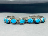 Ramond Secatero Vintage Native American Navajo Blue Gem Turquoise Sterling Silver Bracelet-Nativo Arts