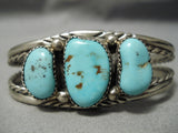 Incredible Vintage Native American Navajo Sky Blue Turquoise Sterling Silver Bracelet Old-Nativo Arts