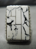 Incredible Vintage Native American Navajo White Buffalo Turquoise Sterling Silver Ring Old-Nativo Arts