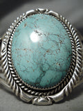 Opulent Vintage Native American Navajo Carico Lake Turquoise Sterling Silver Bracelet-Nativo Arts