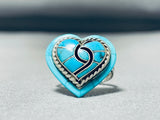 Adorable Vintage Native American Zuni Turquoise Sterling Silver Heart Ring-Nativo Arts