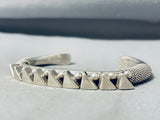 Heavy Thick Triangular Solid Vintage Native American Navajo Sterling Silver Bracelet-Nativo Arts
