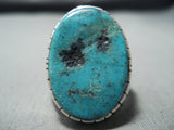 Incredible Vintage Native American Navajo Kingman Turquoise Sterling Silver Ring-Nativo Arts
