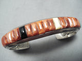 Important Ray Adakai Vintage Native American Navajo Turquoise Sterling Silver Inlay Bracelet-Nativo Arts