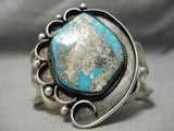 One Of The Best Vintage Native American Navajo Morenci Turquoise Sterling Silver Bracelet Old-Nativo Arts