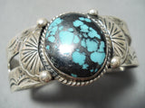 Intense Spiderweb Turquoise Vintage Native American Navajo Sterling Silver Bracelet-Nativo Arts