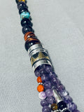 Stunning Native American Navajo Turquoise Amethyst Tigers Eye Sterling Silver Necklace-Nativo Arts