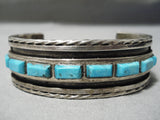 Thicker Heavy Vintage Native American Navajo Carico Lake Turquoise Sterling Silver Bracelet-Nativo Arts