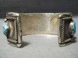 Amazing Vintage Native American Navajo Sterling Silver Turquoise Bracelet Cuff-Nativo Arts