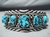 Signed Vintage Native American Navajo Sleeping Beauty Turquoise Sterling Silver Bracelet-Nativo Arts