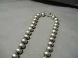 Early Vintage Native American Navajo Big Bead Sterling Silver Turquoise Squash Blossom Necklace-Nativo Arts
