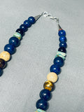 Native American Authentic Singer Rare Rounded Lapis Sterling Silver Necklace-Nativo Arts