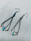 Excellent Vintage Native American Navajo Blue Gem Turquoise Sterling Silver Earrings-Nativo Arts