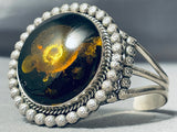 Important Vintage Native American Navajo Amber Linda Johnson Sterling Silver Bracelet-Nativo Arts
