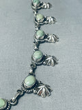 Signed Vintage Native American Navajo Green Turquoise Shell Sterling Silver Necklace-Nativo Arts