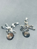 Sweet Native American Navajo Sterling Silver Dragonfly Dangle Earrings-Nativo Arts
