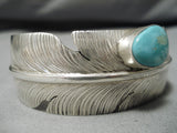 Important Vintage Native American Navajo Ben Begaye Turquoise Sterling Silver Feather Bracelet-Nativo Arts