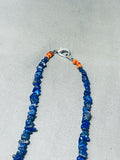 Native American Complex Vintage Santom Domingo Lapis Inlay Sterling Silver Necklace-Nativo Arts