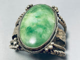 The Best Vintage Native American Navajo Jade Sterling Silver Huge Bracelet-Nativo Arts