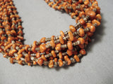 Native American Amazing Coriz Navajo Coral Heishi Sterling Silver Necklace-Nativo Arts