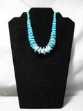 Unforgettable Vintage Native American Navajo Carico Lake Turquoise Sterling Silver Necklace Old-Nativo Arts