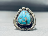 Very Rare Vintage Native American Navajo Gilber Turquoise Sterling Silver Ring Old-Nativo Arts