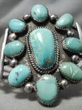 One Of Best Vintage Native American Navajo Green Turquoise Satellite Sterling Silver Bracelet-Nativo Arts
