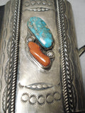 Astonishing Vintage Native American Navajo Bowguard Turquoise Sterling Silver Bracelet-Nativo Arts