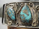 Museum Vintage Native American Navajo Huge Chunk Turquoise Sterling Silver Concho Belt-Nativo Arts
