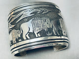 Best Vintage Native American Navajo Thomas Singer Buffalo Sterling Silver Bracelet-Nativo Arts