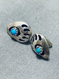 Detailed Vintage Native American Navajo Turquoise Sterling Silver Earrings-Nativo Arts
