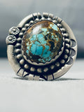 Amazing Vintage Native American Navajo #8 Turquoise Mine Sterling Silver Ring-Nativo Arts