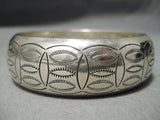 Exquisite Vintage Native American Navajo Convex Sterling Silver Bracelet Cuff-Nativo Arts