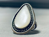 Gorgeous Vintage Native American Navajo Mother Of Pearl Sterling Silver Ring-Nativo Arts