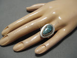 Important Native American Navajo Michael Perry Turquoise Coral Sterling Silver Ring-Nativo Arts