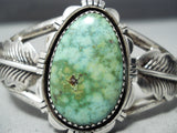 Detail High Grade Carico Lake Turquoise Vintage Native American Navajo Sterling Silver Bracelet-Nativo Arts
