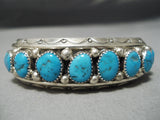 Thick And Heavy!! Vintage Native American Navajo Sky Blue Turquoise Sterling Silver Bracelet-Nativo Arts
