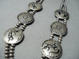 Dazzling Vintage Native American Navajo Sterling Silver Hand Carved Squash Blossom Necklace-Nativo Arts