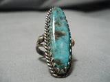 Fabulous Vintage Native American Navajo Rare Turquoise Sterling Silver Ring-Nativo Arts